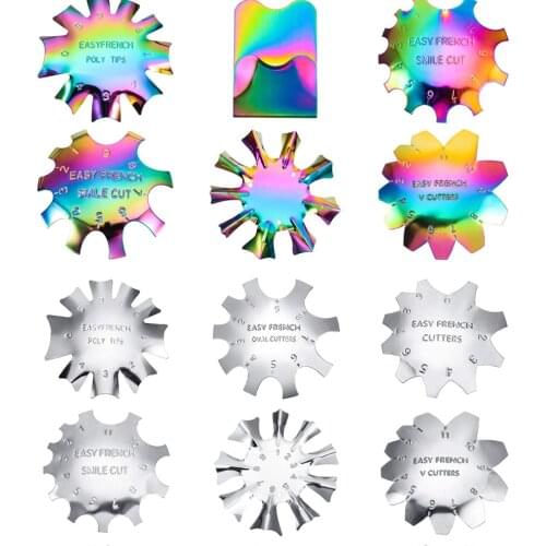 11 Sizes Pink /White Acrylic Nail Cutter Tool French tip cutter C- Curve Tool Smile Line Single Tip Edge Metal trimmer,H54Mj5345