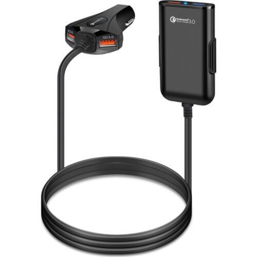 Qc3.0 4USB car extension cable 5V 3.1a car charging cable back clip car mobile phone charger