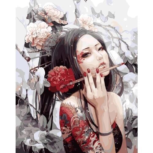 Painting By Numbers Frameless 40x50cm Beautiful Flowers Girl Oil Painting Picture By numbers On Canvas Home Decor