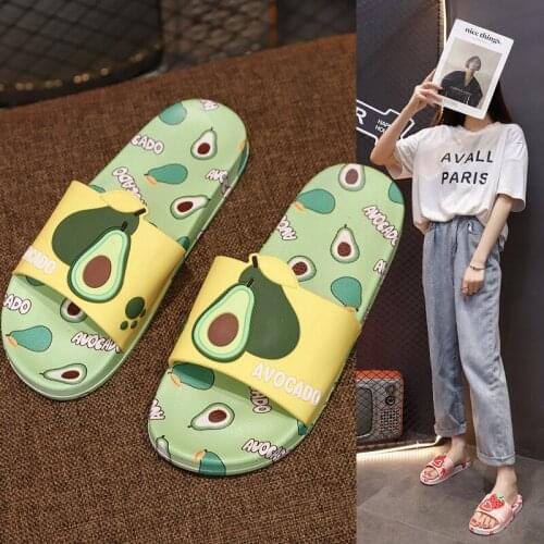 Mazefeng Brand New 2021 Women Slippers Open Toe 2cm Heels Cute Cartoon Fruit Stylish Soft Comfort Non-Slip Bathroom Summer 36-41