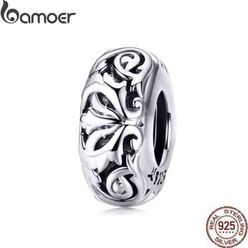 Lily Flower Metal Beads SpacerLovely Warm Gift Charms Fit Original Bracelet necklace Pure 925 Silver Beads SCC1139