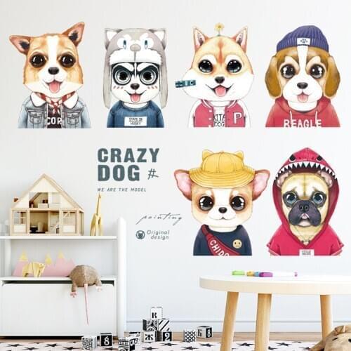 Cartoon Pet Dog Wall Sticker Home Decor Room Wall Decorative Sticker Removable Waterproof Wall Paper Decals