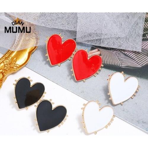New Fashion Vintage Women Heart Shape Cute Drop Earrings New Fashion Blue Red Love Heart Statement Small Earrings for Women