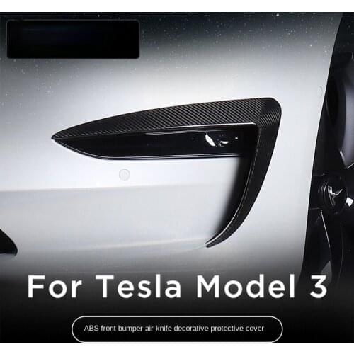Car Front Blade Trim ABS Black Carbon Fiber White Red For Tesla Model 3 2017-2020 Light Eyebrow Wind Knife Fog Lamp Frame