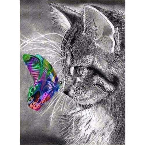 Full square diamond painting butterfly cat rhinestone embroidery art mosaic sticker decor diamond dots poster wall paper craft