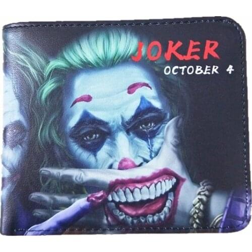 Popular comic joker purse personality leather printing character wallets with photo set