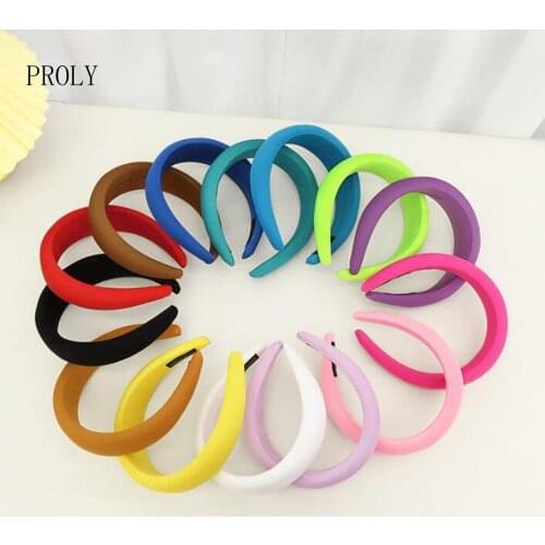 PROLY New Fashion Women Headband Casual Sponge Hairband Solid Color Headdress Macaron Turban Hair Accessories Wholesale