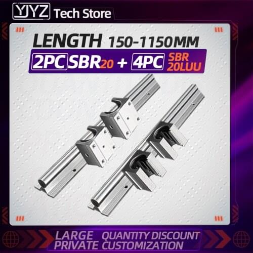 Factory direct sales of high quality four SBR20 lengthened slider + two SBR20 linear guide rail (115~1150mm) multiple options