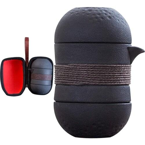 Travel Tea Set Teapot with Ceramic Infuser and 2 Ceramic Teacups Portable With Carrying Case Chinese KungFu Water Flower Teaware