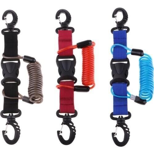 Stainless Steel Scuba Diving Lanyard Spring Coiled Lanyard with Quick Release Buckle for Underwater Cameras Lights Torch