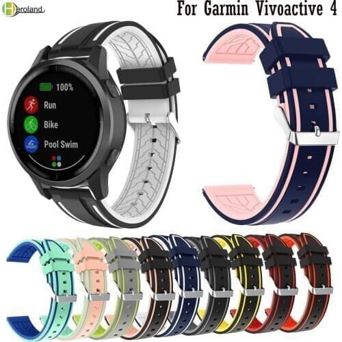 Hero Iand 22MM fashion Silicone Watch Strap For Garmin Vivoactive 4 smartWatch band Bracelet WirstStrap Accessories