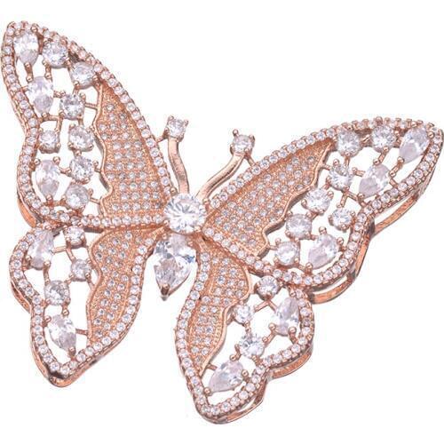 Luxury Jewelry Making Supplies AAA CZ Rhinestone Crystal Butterfly Pendant Connectors For DIY Long Pearls Beaded Chain Necklace