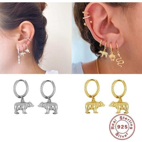 GS Polar Bear Hoop Earrings For Valentines Day Engagement Woman Earring Circle Pendientes 925 Sterling Silver Jewelry