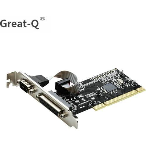 Great-Q RS232 RS-232 Serial Port COM & DB25 Printer Parallel Port LPT to PCI riser Card Adapter Converter AX9865 Chip adaptator