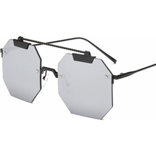 Veshion Cat Eye Rimless Sunglasses Men Women Fashion Shades UV400 Vintage Glasses Oculos