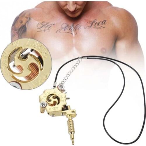 Alloy Mini Tattoo Machine Pendant with Real Coils Necklace Tattoo Supply Keychain As Pendant Ornament Gift Craft