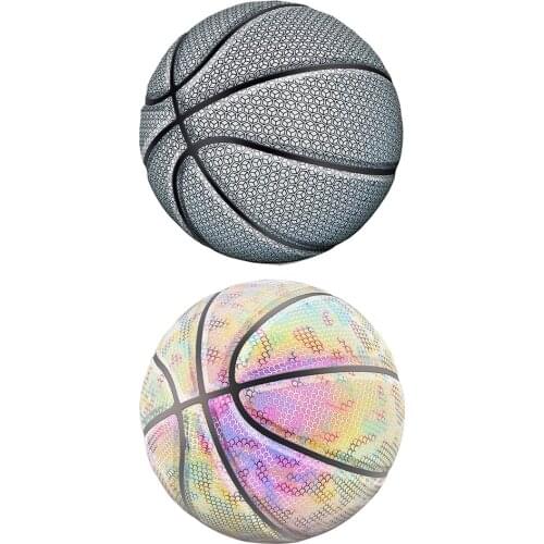 Light Up Basketball Ball Battery-Free Rainbow PU Glow Basketball Fluorescent Bright Official Size 7 Light-up Basketball For Teen