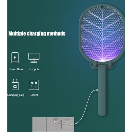 2 in 1 LED Electric Mosquito Swatter Pest Insect Trap Racket with UV Lamp 2700V Anti Fly Bug Zapper Killer Trap Insect Racket