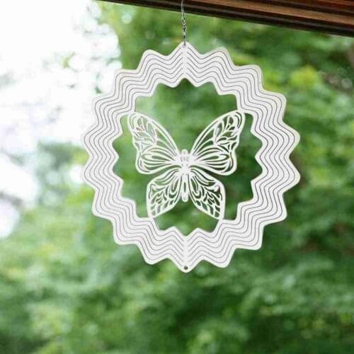 Steel Three-dimensional Butterfly Rotating Wind Chime Steel Garden Ornaments Wind Chime About 13*13CM