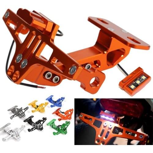 Universal Aluminum Motorcycle Rear License Plate Mount Holder w/ LED Light For Honda CB 599 CB 600 CB599 CB600F HORNET 1998-2006