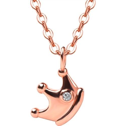 XF800 Real 18K Gold Pendant Necklace Pure AU750 Crown Pendant for Women Fine Jewelry Wedding Gift D589