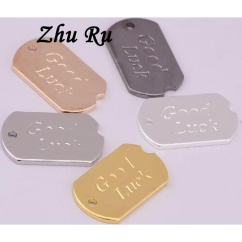 20pcs/lot ZHU RU 15*9*1mm 5 Color good luck Badge letter logo Oval tag Findings DIY Jewelry Findings Personalized gifts