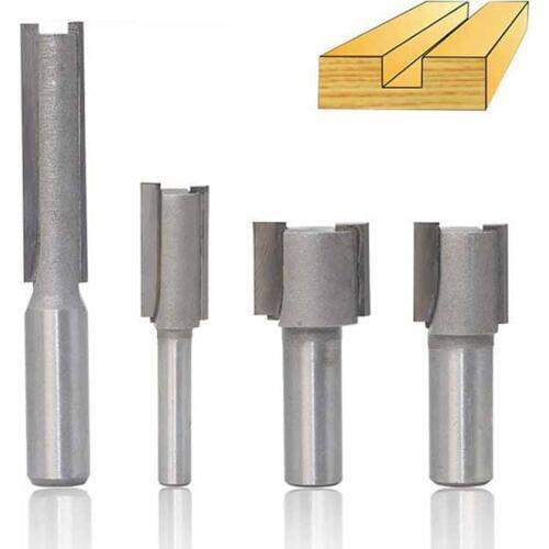 1Pcs 6.35/12.7mm Shank Single And Double Straight Knife Wood Router Bits Woodworking Tool Endmill Milling Cutter Corner Over Bit