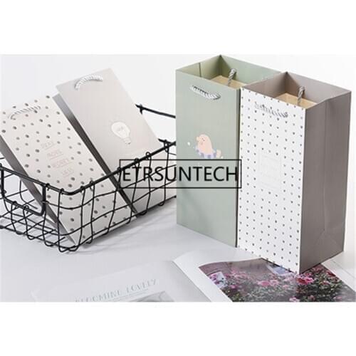 100pcs Kraft Paper Bag With Rope Gift Bag Fashionable Birthday Party Present Wrap Bag