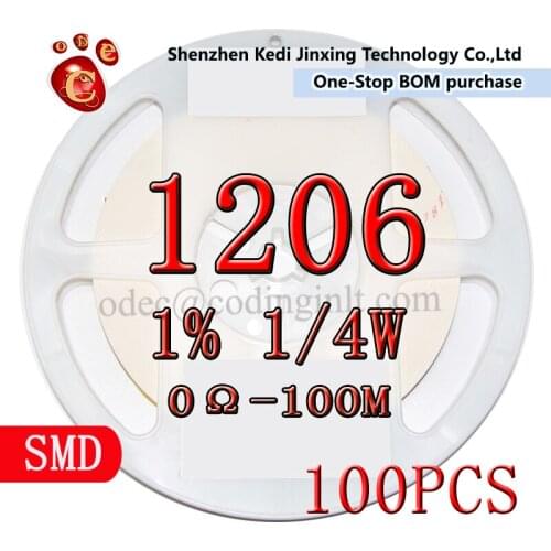 1206 1% 100pcs 0-100MR 0R 1R 1.1R 1.2R 1.3R 1.5R 1.6R 1.8R 2R 2.2R 2.4R 2.7R 3R 3.3R 3.6R 3.9R 4.3R 4.7R 5.1R 5.6R 6.2R 6.8 3216