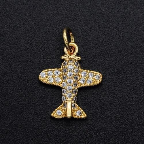 12x14mm CZ Zircon DIY Jewelry Airplane Charm Pendant Wholesale Bracelet Making Charm Jewellwery Finding Supplies