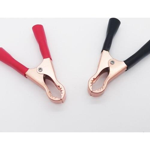 2Pcs 50A Copper-Plated Alligator Clip Car Battery Clip Power Cord Clamp Charging Clip Electrician Test Crocodile Clips 80mm