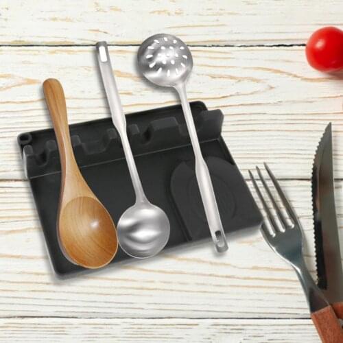 3 in 1 Silicone Spoon Holder Multifunctional Household Ladle Rack Tasteless Spatula Storage Rack Spoon Fork Rest for Kitchen