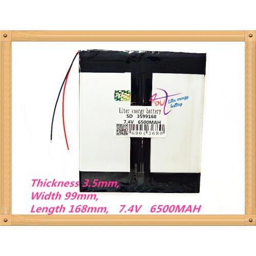 Tablet battery 3599168 7.4V 6500MAH lithium polymer battery MP3 MP4 battery recorder Rechargeable batteries