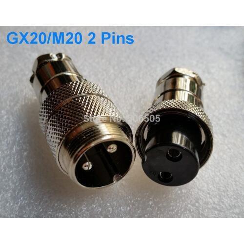 Free shipping M20 GX20 2Pins 20mm Male and Female Butt joint Connector kit GX20 Socket+Plug Aviation plug interface 2set/lot