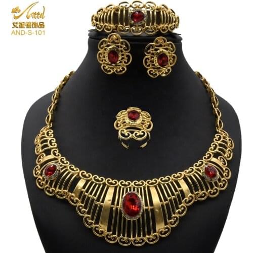 Jewelery Set Gold Necklace Sets For Womens 24k Wedding African Dubai Earring Hawaiian High Quality Evening Party