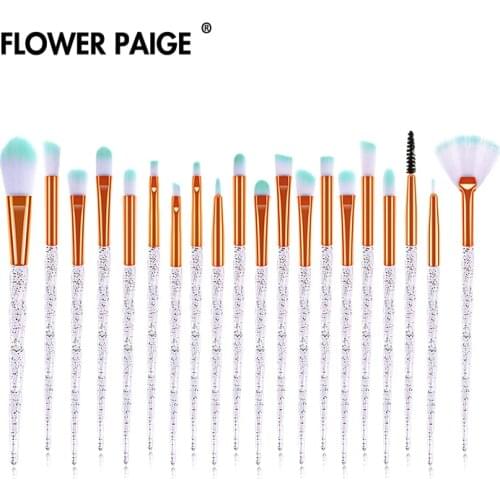 FLOWER PAIGE 20pcs Diamond Makeup Brush Set Eye Brush Beauty Tools Fan Powder Eyeshadow Contour Beauty Cosmetic For Make Up Tool