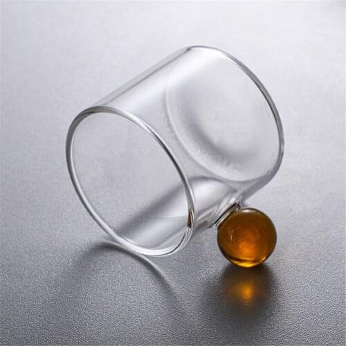INS Style Coffee Cup with Glass Ball Handle Small Capacity Tea Water Cup Saucer Espresso Cup Steak Juice Bucket Table Decor