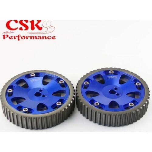 2 Pcs Cam Gear Pulley Kit Fits For 92-06 Mitsubishi Lancer EVO 1-9 ECLIPSE DSM 4G63 Blue/Red/Gray