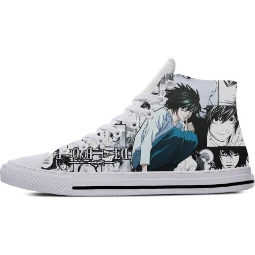 Japanese Anime Manga Cartoon Death Note L Lawliet Casual Cloth Shoes High Top Lightweight Breathable 3D Print Men Women Sneakers