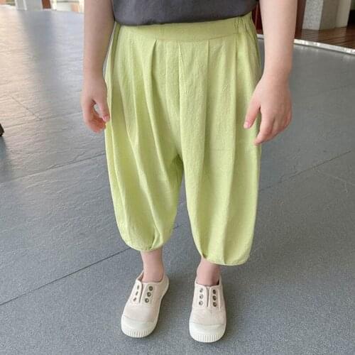 Baby Girl Summer Casual Pants Loose Harem Pants Bottoms Pleated Cropped Trousers Children Kids Clothes School uniform For Girl