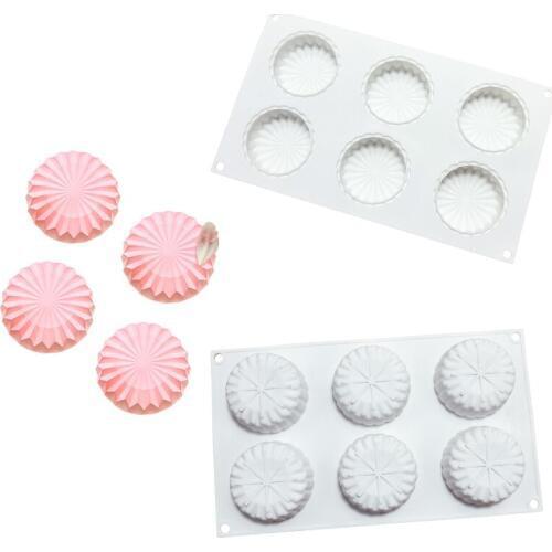 Meibum 6 Cavity Origami Round Shape Silicone Mold DIY Chocolate Mousse Cake Mould Pastry Dessert Modle Kitchen Baking Tools