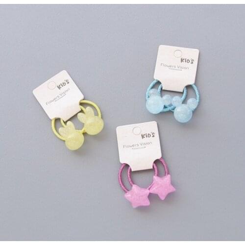 2PCS Cute Glittering Rabbit Head Princess Headwear Kids Elastic Hair Bands Children Hair Ropes Girls Accessories Baby Headdress