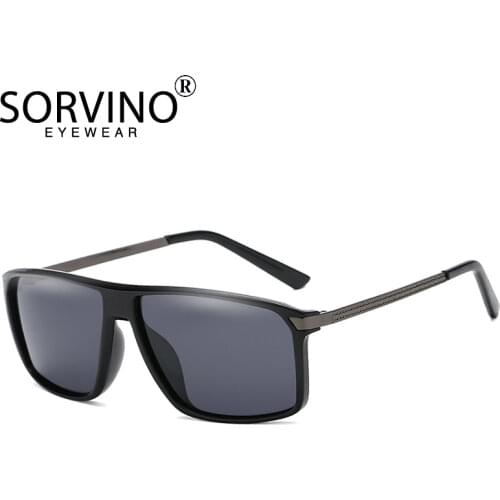 SORVINO Retro Big Sunglasses Polarized Men 2020 Brand Designer Rectangle Sun Glasses Mens High Quality Flat Top Rave Oculos P381