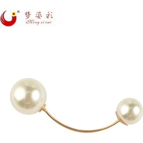 MZC Charm Double Pearl Brooch Pin Cherry Collar Pin Women Suite Lapel Pin Broach Jewelry Mujer Brosche