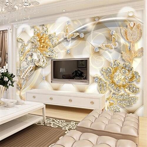 Milofi custom 3D wall decoration mural wallpaper European-style indoor noble jewelry background wall decoration painting