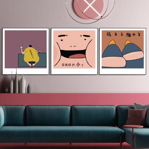 Nordic Minimalism Cartoon Characters Funny Weight-loss Quotes Art Print Posters Pictures Canvas Painting For Living Room Decor