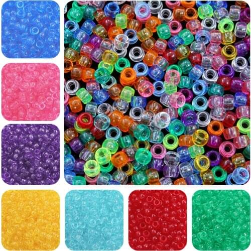 New 100pcs/lot 9x6mm Acrylic Transparent Spacer Beads Hole Beads For DIY Jewelry Necklace Making