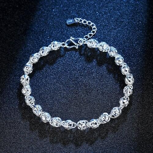 New 925 sterling Silver Bracelets for Women lovely Hollow ball Chain Fashion Wedding Party Christmas Gifts fine Jewelry