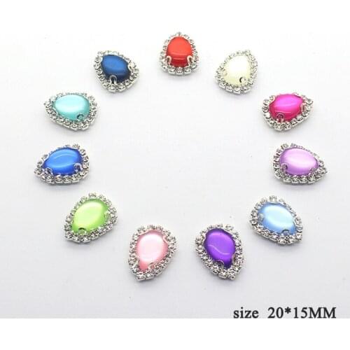 10Pcs/lot Water Drop Rhinestone Resin Button Clothing Diy Accessories Button for Hair Wedding Decor