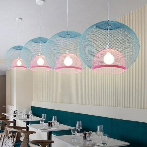 Nordic Minimalist Iron GridChandelier Modern Minimalist Cafe Restaurant Bedside Macarons Double-layer Grid Decorative Chandelier